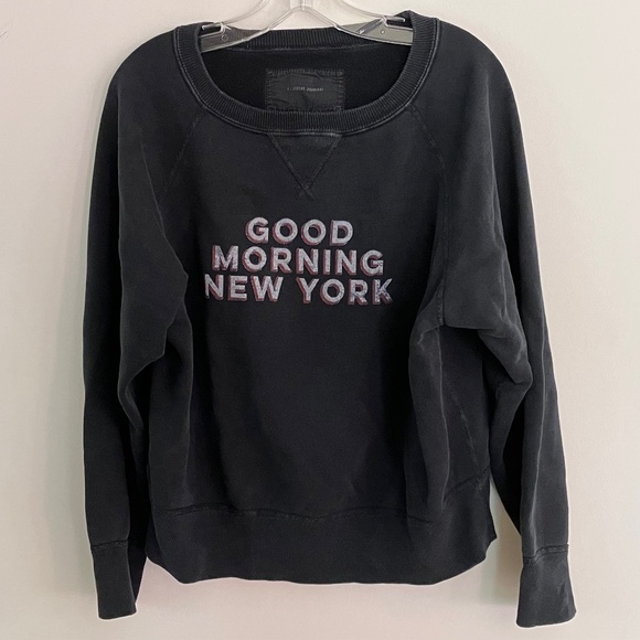 Nili Lotan Black "Good Morning New York" Sweatshirt L 10 - Picture 1 of 6